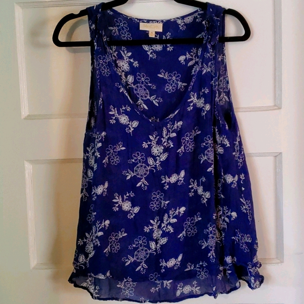Modcloth Floral Navy Tank